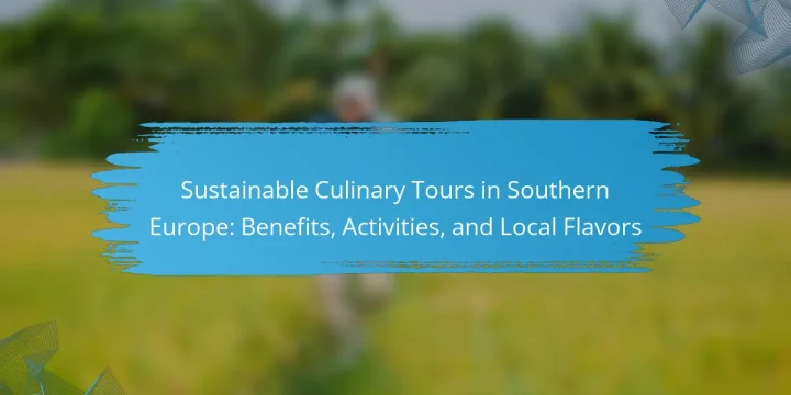 Sustainable Culinary Tours in Southern Europe: Benefits, Activities, and Local Flavors