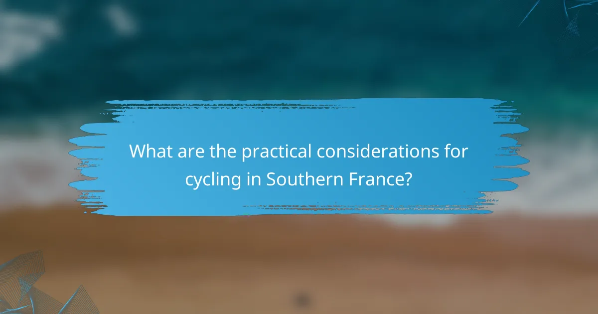 What are the practical considerations for cycling in Southern France?